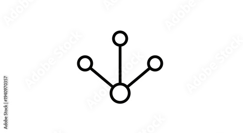 Abstract Network Connection Symbol, Three Nodes Linked to Central Hub