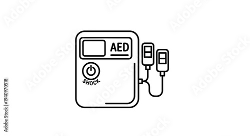 Automated External Defibrillator (AED) icon, medical emergency device, resuscitation equipment
