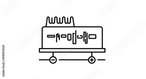 Audio Amplifier Icon: Sound Wave, Signal Processing, Electronic Device with Volume Control