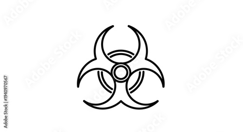 Biohazard Symbol Outline Icon, Biological Hazard Danger Sign