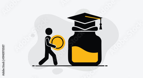 Education savings. College fund illustration. Student finance concept. Flat design. Investment.