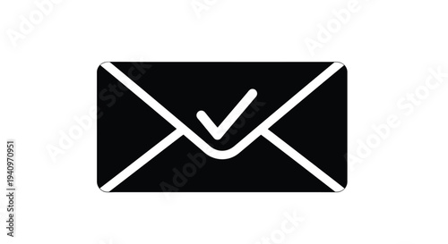Black envelope with a white checkmark symbol representing delivered mail