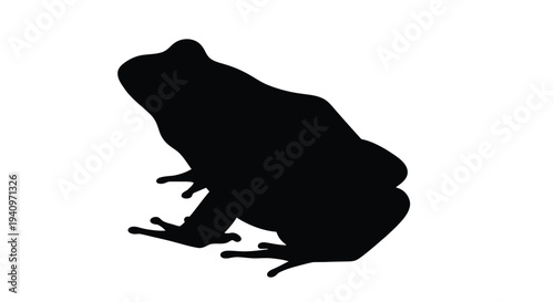 Silhouette of a frog in a seated profile position against a white background