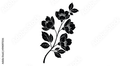 Elegant floral illustration of jasmine blossoms and delicate green leaves