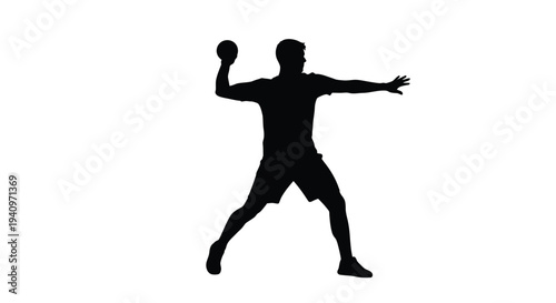 Silhouette of a handball player preparing to throw the ball