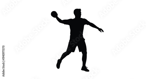Silhouette of a handball player preparing to throw the ball