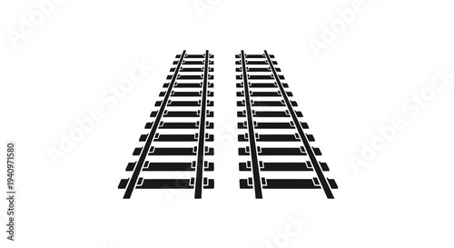 A symmetrical view of converging railroad tracks receding into the distance