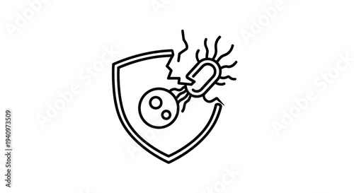 Antibacterial Shield Protecting Against Germs and Bacteria Icon