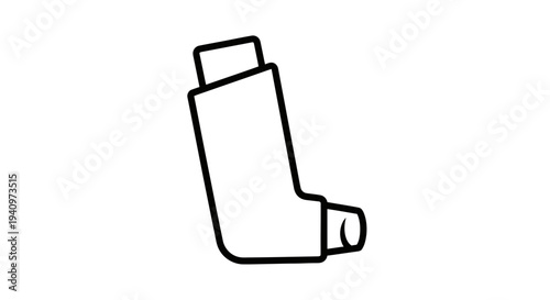 Asthma inhaler icon, medical device for respiratory relief, simple line art illustration