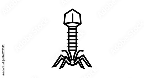 Bacteriophage Virus Icon, Microbe, Bacteria Killer, Scientific Illustration