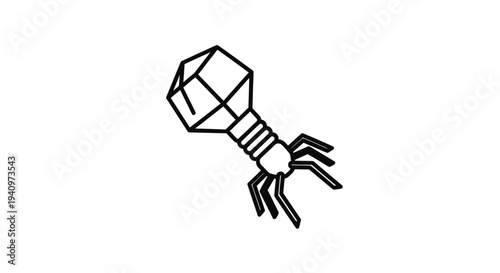 Bacteriophage Virus Icon, Scientific Illustration of a Phage