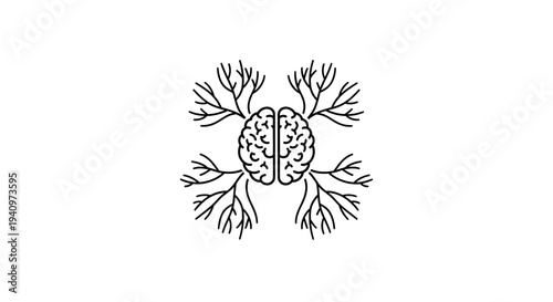 Brain with branching neural network connections, symbolizing thoughts, ideas, and intelligence