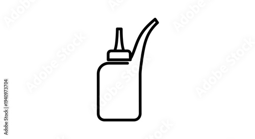 Clean Glue Bottle with Curved Spout - Simple Line Art Icon