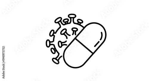 Coronavirus capsule icon, medical treatment and virus protection concept