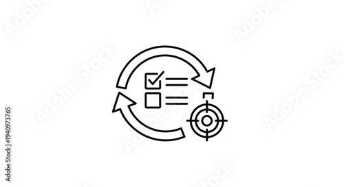 Continuous Improvement Cycle with Checklist and Target Icon