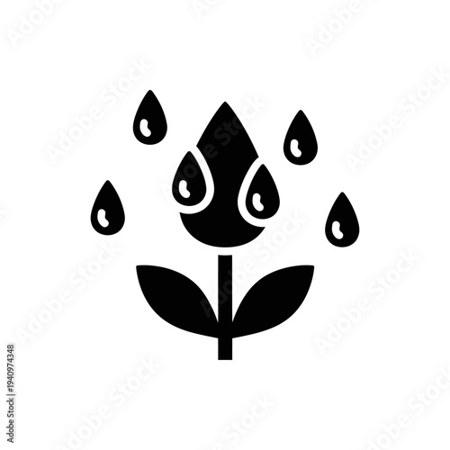 Cute cartoon plant with teardrop eyes crying emotional water droplets isolated illustration