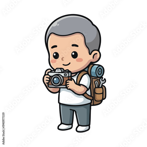 Cartoon Photographer Holding Camera