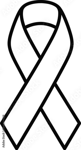 Symbolic representation of a white awareness ribbon loop signifying support for a cause or serious health condition.