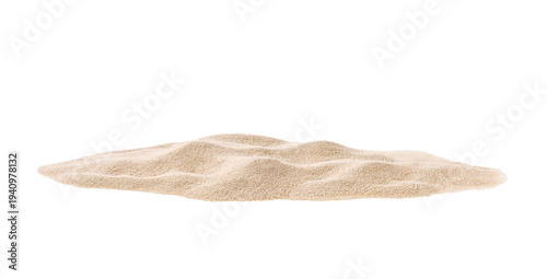 Pile dry beach sand isolated on a white background.  Texture summer beach sand isolated.