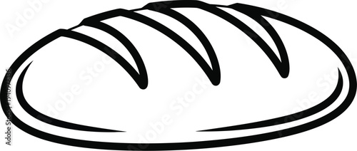 Outline drawing displays a classic loaf of bread shape with scoring marks across the top crust.