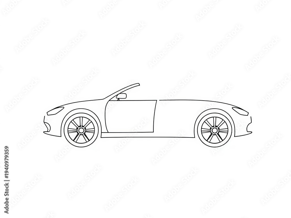 Fototapeta premium Minimalist car outline on white background, representing automotive, travel, and transport services, modern, mobility