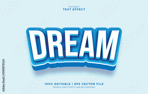Editable Vector Dream Text Effect on Light Blue Background with 3D Letters