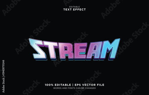 Editable vector text effect for stream with colorful gradient on black background