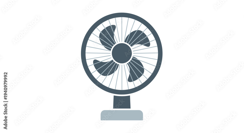Obraz premium Simple illustration of a dark blue electric fan on a white background
