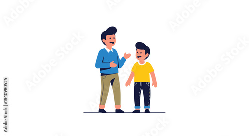Father Talking To Son Character Illustration On Isolated White Background