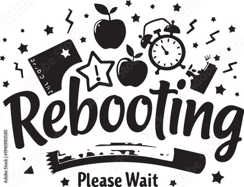 Vector rebooting concept with icons and text