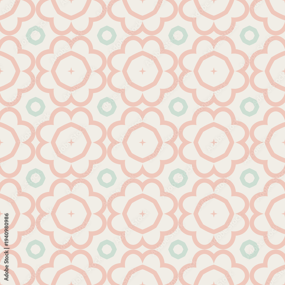 Fototapeta premium Seamless pastel floral pattern with geometric shapes