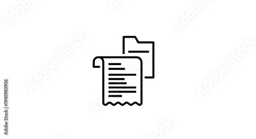 Document Icon with Folder, Paperwork and Data Management Concept