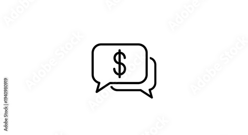Dollar Sign in Speech Bubble Icon, Business Communication and Finance Concept