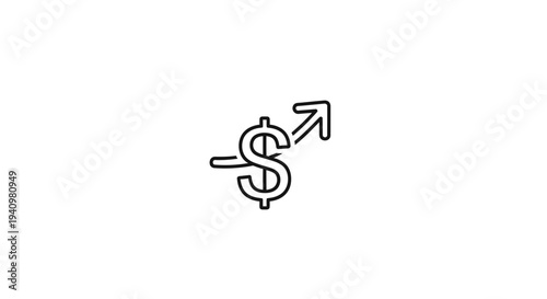 Dollar Sign with Upward Arrow Icon: Financial Growth, Investment, and Economic Success Concept
