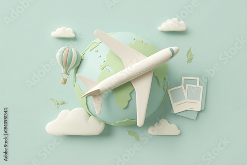 Travel plans come to life with an airplane, passport, and memories of adventure