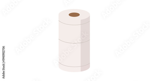 A clean, modern illustration of a multi-layered roll of toilet paper against a plain white background representing hygiene and everyday essentials