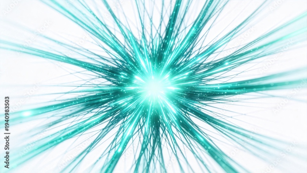 Obraz premium Abstract glowing teal fiber optic burstexplosion of lightenergy and technology conceptbackground for scienceinnovationfutureconnectivity and digital network design