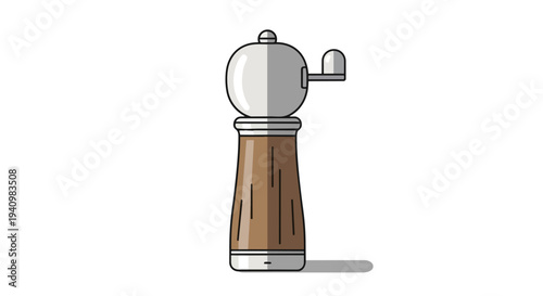 Classic Manual Pepper Mill with a Wooden Base and Metal Grinder Mechanism for Culinary Flavor Enhancement