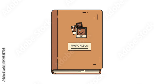 A Charming Minimalist Illustration of a Classic Brown Photo Album Holding Cherished Memories and Moments Captured Forever