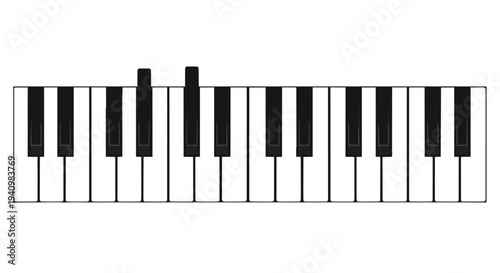 A clean minimalist representation of black and white piano keys with some keys highlighted for emphasis on melody composition and musical theory