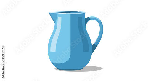Clean vector illustration of a simple blue jug with a handle and spout, perfect for a variety of graphic design projects and culinary themes
