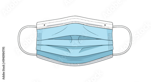 Cleanly illustrated disposable surgical mask designed for respiratory protection and hygiene