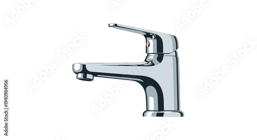 Modern chrome faucet design, a sleek and functional bathroom fixture isolated on a pure white background for versatile use in design projects