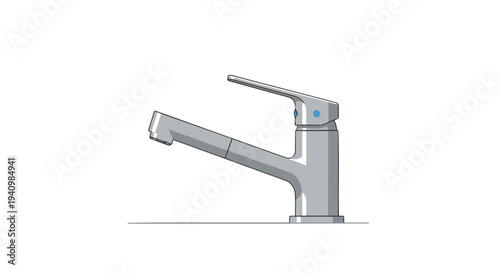 Contemporary silver faucet with sleek lines and blue accents, designed for modern kitchens and bathrooms, offering a stylish and functional addition