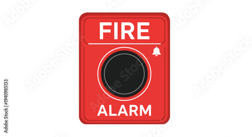 Classic Red Fire Alarm Device with Black Button and Bell Symbol Illustrating Emergency Alert Systems