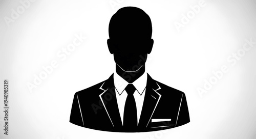 Silhouette of a businessman in a formal suit and tie, representing a generic professional figure