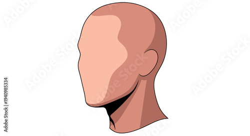 A sleek, faceless human head in profile, rendered in a modern vector style, symbolizing anonymity, identity, and the universal human silhouette, perfect for diverse design applications