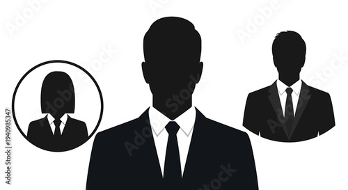Sleek black silhouette of a man's head and shoulders in profile, perfect for a generic user avatar, placeholder, or identity icon in digital applications and web design