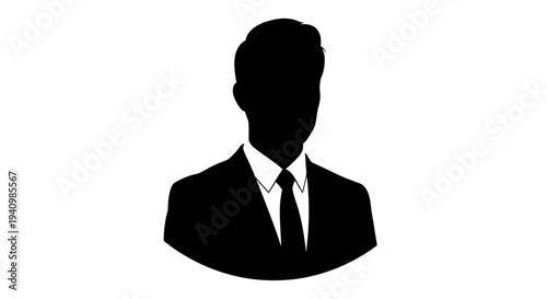 Generic professional business person silhouette icon, ideal for user avatars, corporate profiles, and abstract identity representation in digital interfaces