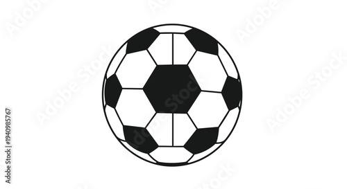 Classic black and white hexagonal panel design soccer ball isolated on a clean white background